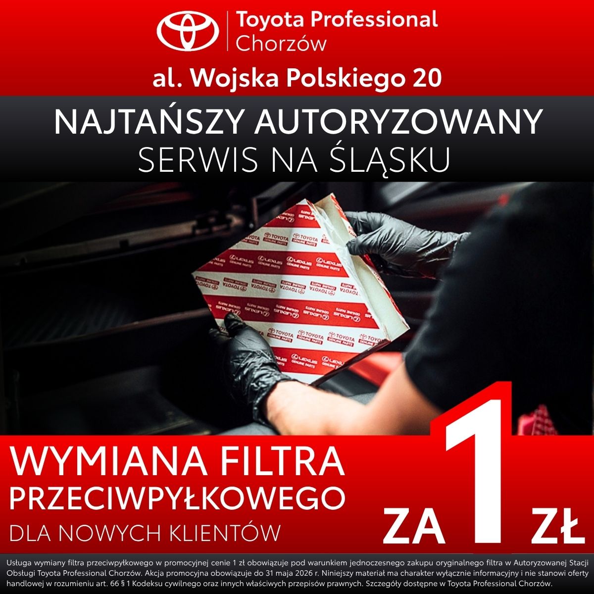 Wymiana filtra za 1 zł